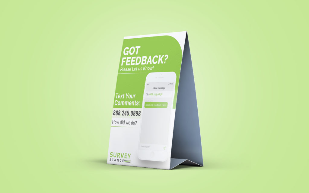Table Tent Text Message Feedback